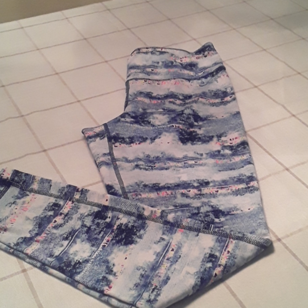 Printed stretch pants, ankle length